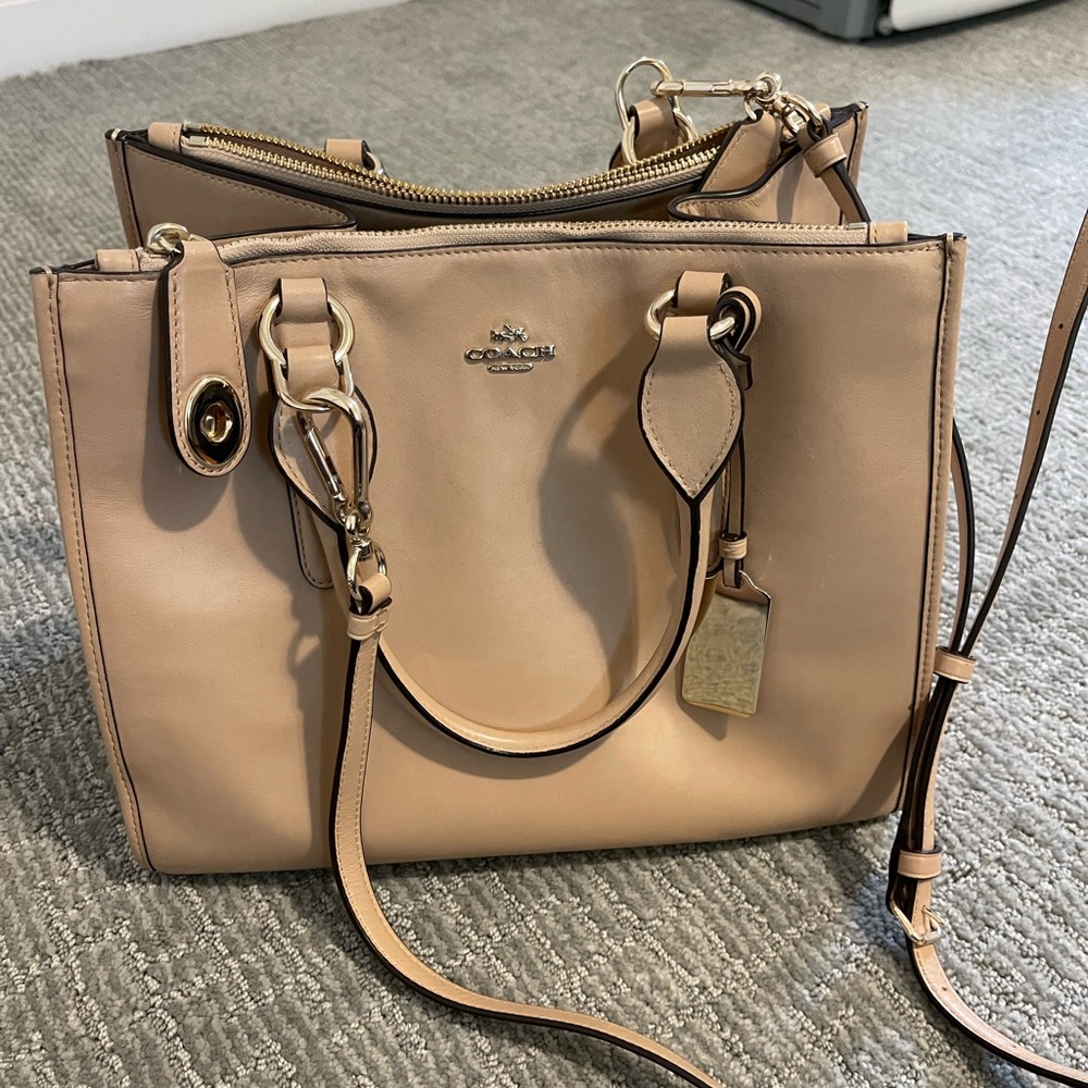 Coach Leather Swagger Carryall Satchel – Light Blush with Strap